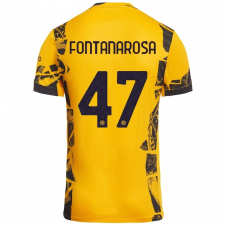 Kandiny Niño Camiseta Alessandro Fontanarosa #47 Dorado Negro Equipación Tercera 2024/25 La Camisa Chile