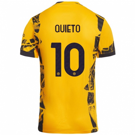 Kandiny Niño Camiseta Daniele Quieto #10 Dorado Negro Equipación Tercera 2024/25 La Camisa Chile