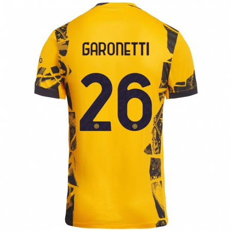 Kandiny Niño Camiseta Gabriele Garonetti #26 Dorado Negro Equipación Tercera 2024/25 La Camisa Chile