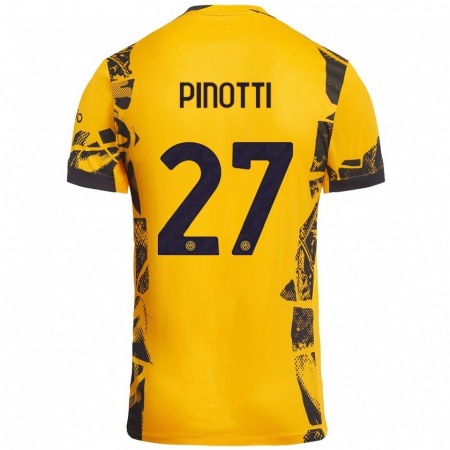 Kandiny Niño Camiseta Manuel Pinotti #27 Dorado Negro Equipación Tercera 2024/25 La Camisa Chile