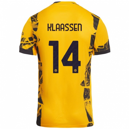 Kandiny Niño Camiseta Davy Klaassen #14 Dorado Negro Equipación Tercera 2024/25 La Camisa Chile