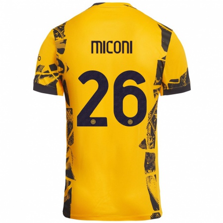 Kandiny Niño Camiseta Riccardo Miconi #26 Dorado Negro Equipación Tercera 2024/25 La Camisa Chile