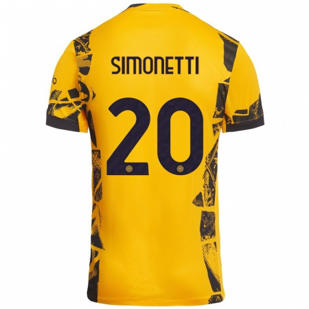 Kandiny Niño Camiseta Flaminia Simonetti #20 Dorado Negro Equipación Tercera 2024/25 La Camisa Chile