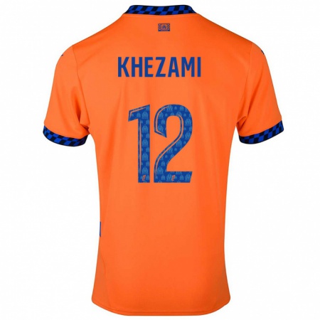 Kandiny Niño Camiseta Roselène Khezami #12 Naranja Azul Oscuro Equipación Tercera 2024/25 La Camisa Chile