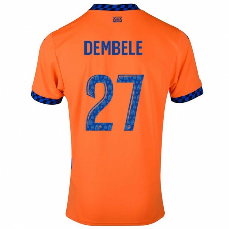 Kandiny Niño Camiseta Coumba Dembélé #27 Naranja Azul Oscuro Equipación Tercera 2024/25 La Camisa Chile