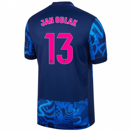 Kandiny Niño Camiseta Jan Oblak #13 Azul Real Equipación Tercera 2024/25 La Camisa Chile