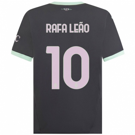 Kandiny Niño Camiseta Rafael Leão #10 Gris Equipación Tercera 2024/25 La Camisa Chile