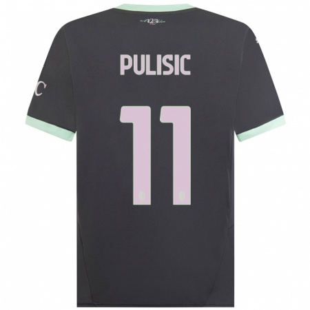 Kandiny Niño Camiseta Christian Pulisic #11 Gris Equipación Tercera 2024/25 La Camisa Chile