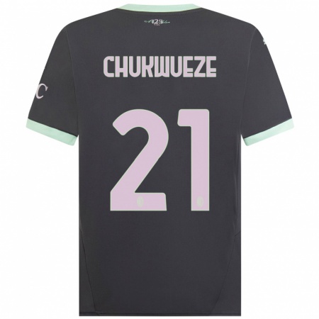 Kandiny Niño Camiseta Samuel Chukwueze #21 Gris Equipación Tercera 2024/25 La Camisa Chile