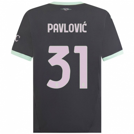 Kandiny Niño Camiseta Strahinja Pavlović #31 Gris Equipación Tercera 2024/25 La Camisa Chile