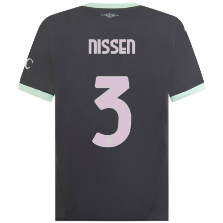 Kandiny Niño Camiseta Fredrik Nissen #3 Gris Equipación Tercera 2024/25 La Camisa Chile