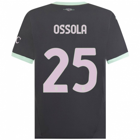 Kandiny Niño Camiseta Lorenzo Ossola #25 Gris Equipación Tercera 2024/25 La Camisa Chile