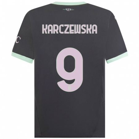 Kandiny Niño Camiseta Nikola Karczewska #9 Gris Equipación Tercera 2024/25 La Camisa Chile