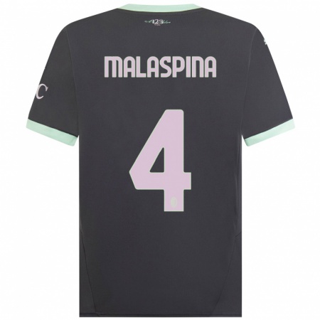 Kandiny Niño Camiseta Mattia Malaspina #4 Gris Equipación Tercera 2024/25 La Camisa Chile