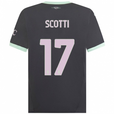 Kandiny Niño Camiseta Filippo Scotti #17 Gris Equipación Tercera 2024/25 La Camisa Chile