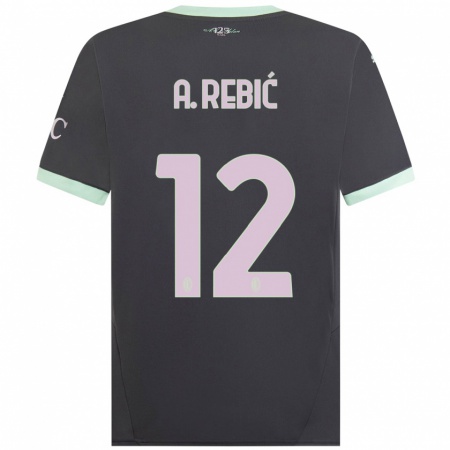 Kandiny Niño Camiseta Ante Rebic #12 Gris Equipación Tercera 2024/25 La Camisa Chile