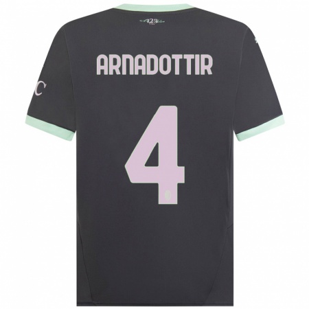 Kandiny Niño Camiseta Guony Arnadottir #4 Gris Equipación Tercera 2024/25 La Camisa Chile