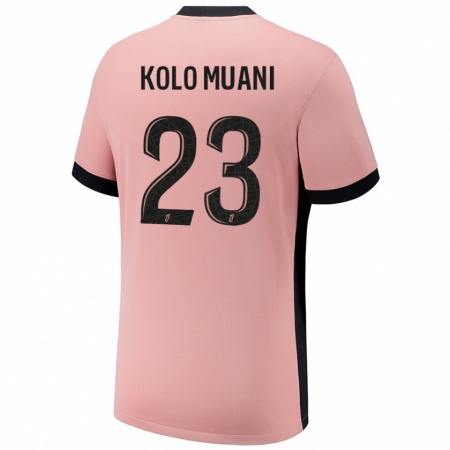 Kandiny Niño Camiseta Randal Kolo Muani #23 Rosa Óxido Equipación Tercera 2024/25 La Camisa Chile