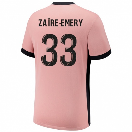 Kandiny Niño Camiseta Warren Zaïre-Emery #33 Rosa Óxido Equipación Tercera 2024/25 La Camisa Chile