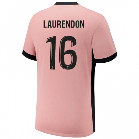 Kandiny Niño Camiseta Bilal Laurendon #16 Rosa Óxido Equipación Tercera 2024/25 La Camisa Chile