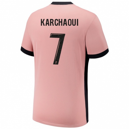 Kandiny Niño Camiseta Sakina Karchaoui #7 Rosa Óxido Equipación Tercera 2024/25 La Camisa Chile