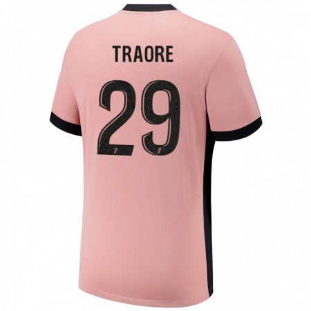 Kandiny Niño Camiseta Manssita Traoré #29 Rosa Óxido Equipación Tercera 2024/25 La Camisa Chile