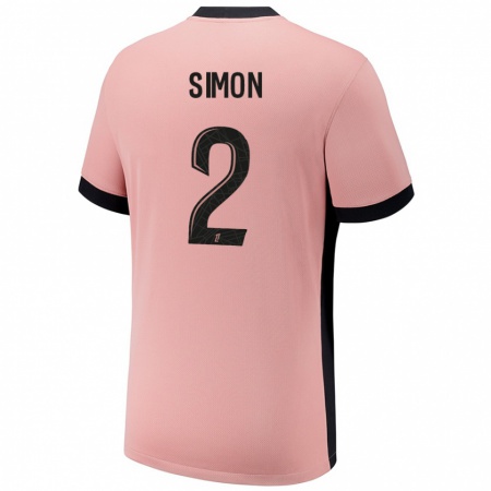 Kandiny Niño Camiseta Benedicte Simon #2 Rosa Óxido Equipación Tercera 2024/25 La Camisa Chile