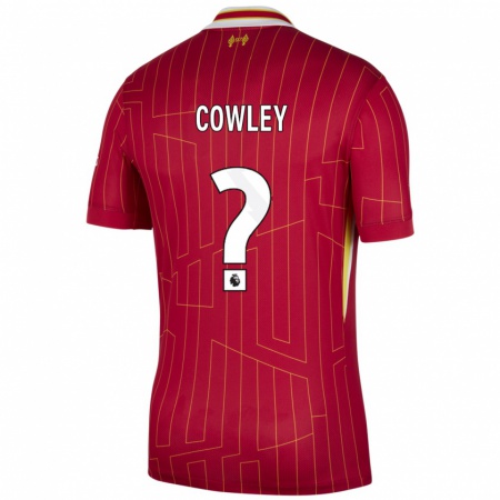 Kandiny Hombre Camiseta Ryan Cowley #0 Rojo Amarillo Blanco 1ª Equipación 2024/25 La Camisa Chile