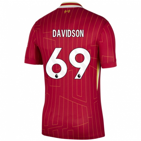 Kandiny Hombre Camiseta Josh Davidson #69 Rojo Amarillo Blanco 1ª Equipación 2024/25 La Camisa Chile