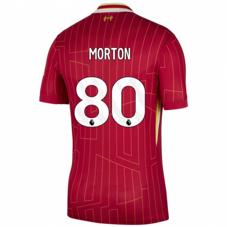 Kandiny Hombre Camiseta Tyler Morton #80 Rojo Amarillo Blanco 1ª Equipación 2024/25 La Camisa Chile