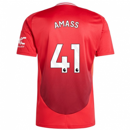 Kandiny Hombre Camiseta Harry Amass #41 Rojo Brillante 1ª Equipación 2024/25 La Camisa Chile