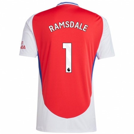 Kandiny Hombre Camiseta Aaron Ramsdale #1 Rojo Blanco 1ª Equipación 2024/25 La Camisa Chile