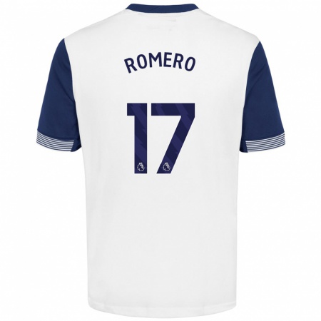 Kandiny Hombre Camiseta Cristian Romero #17 Blanco Azul 1ª Equipación 2024/25 La Camisa Chile