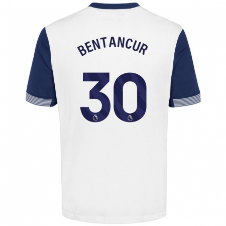 Kandiny Hombre Camiseta Rodrigo Bentancur #30 Blanco Azul 1ª Equipación 2024/25 La Camisa Chile