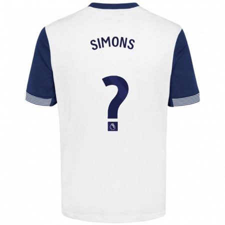 Kandiny Hombre Camiseta Zach Simons #0 Blanco Azul 1ª Equipación 2024/25 La Camisa Chile