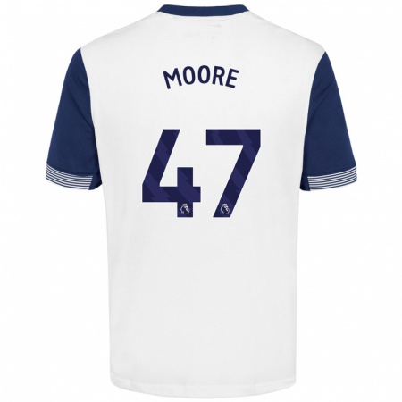 Kandiny Hombre Camiseta Mikey Moore #47 Blanco Azul 1ª Equipación 2024/25 La Camisa Chile