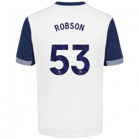 Kandiny Hombre Camiseta Max Robson #53 Blanco Azul 1ª Equipación 2024/25 La Camisa Chile