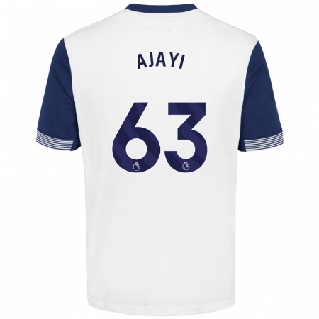 Kandiny Hombre Camiseta Damola Ajayi #63 Blanco Azul 1ª Equipación 2024/25 La Camisa Chile