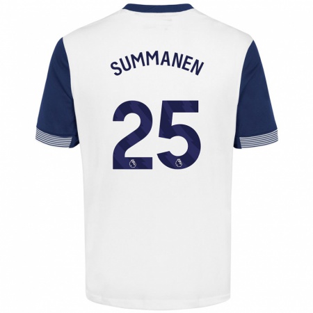 Kandiny Hombre Camiseta Eveliina Summanen #25 Blanco Azul 1ª Equipación 2024/25 La Camisa Chile