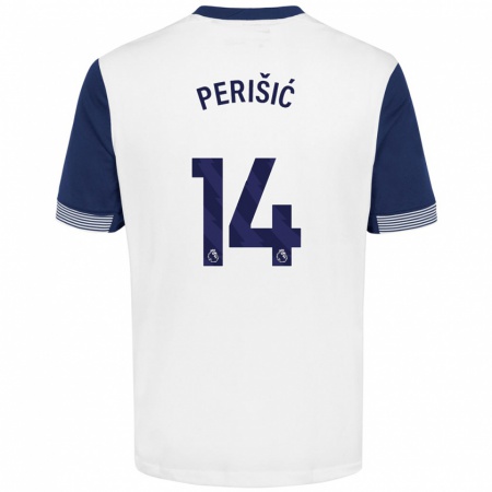 Kandiny Hombre Camiseta Ivan Perisic #14 Blanco Azul 1ª Equipación 2024/25 La Camisa Chile