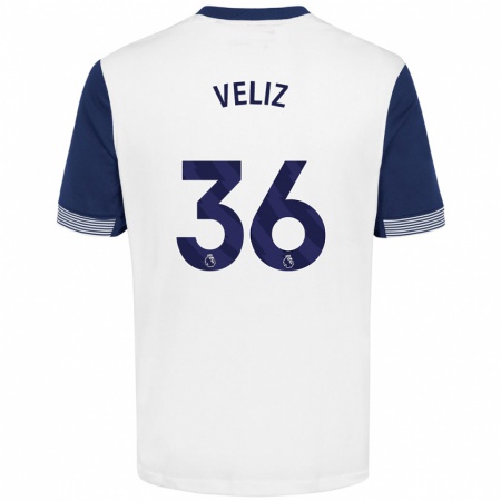 Kandiny Hombre Camiseta Alejo Véliz #36 Blanco Azul 1ª Equipación 2024/25 La Camisa Chile