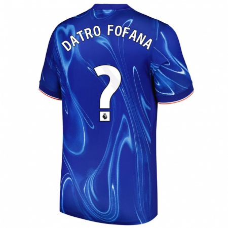 Kandiny Hombre Camiseta David Datro Fofana #0 Azul Blanco 1ª Equipación 2024/25 La Camisa Chile