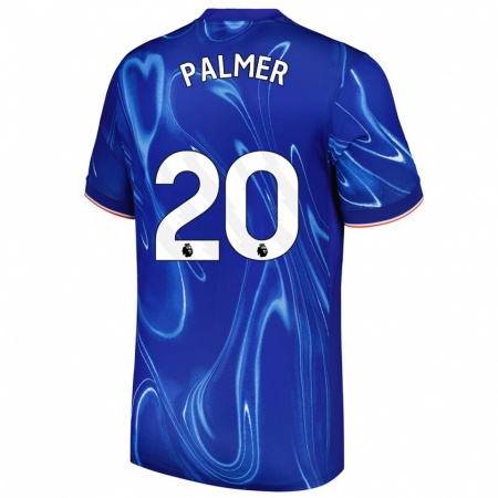 Kandiny Hombre Camiseta Cole Palmer #20 Azul Blanco 1ª Equipación 2024/25 La Camisa Chile