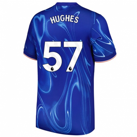 Kandiny Hombre Camiseta Brodi Hughes #57 Azul Blanco 1ª Equipación 2024/25 La Camisa Chile