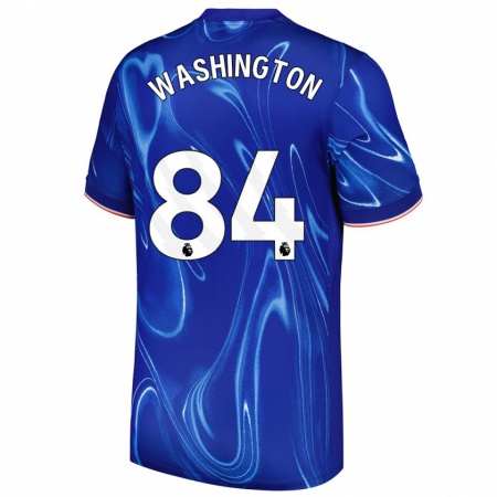 Kandiny Hombre Camiseta Marcell Washington #84 Azul Blanco 1ª Equipación 2024/25 La Camisa Chile