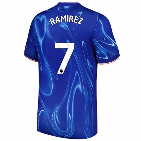 Kandiny Hombre Camiseta Mayra Ramírez #7 Azul Blanco 1ª Equipación 2024/25 La Camisa Chile