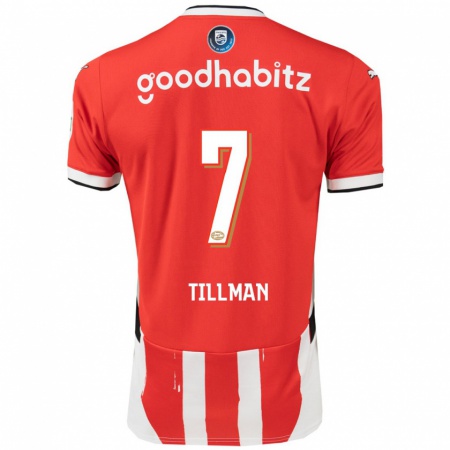 Kandiny Hombre Camiseta Malik Tillman #7 Rojo Blanco 1ª Equipación 2024/25 La Camisa Chile