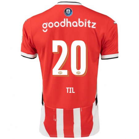 Kandiny Hombre Camiseta Guus Til #20 Rojo Blanco 1ª Equipación 2024/25 La Camisa Chile