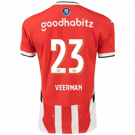 Kandiny Hombre Camiseta Joey Veerman #23 Rojo Blanco 1ª Equipación 2024/25 La Camisa Chile