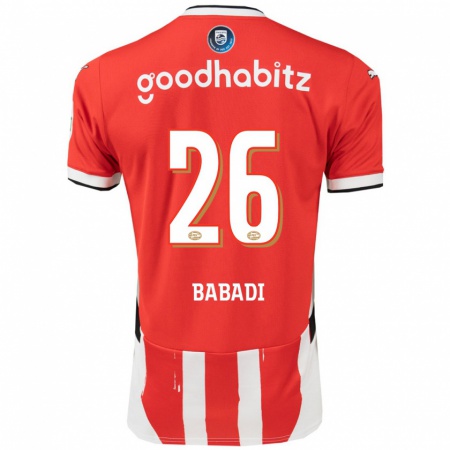 Kandiny Hombre Camiseta Isaac Babadi #26 Rojo Blanco 1ª Equipación 2024/25 La Camisa Chile